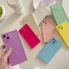 För iPhone 15 Pro Max Phone Cases Candy Color Square Sock Proof 14 Plus 13 12 11 Pro Max Plating Plain Mobile Back Cover Factory Price