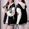 Damenjacken Plüsch- und verdickte Baseballjacke im koreanischen Stil für Frauen Y2K Street Hip-Hop Retro lose bestickte Kapuzenjacke 231208