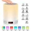 Lâmpada de cabeceira portátil luz noturna bluetooth alto-falante música cartão tf rádio fm despertador luz digital led multicolorido alto-falante externo luz presentes de aniversário