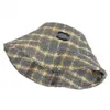 Cappello da donna vintage a cloche Designer classico pied de poule scozzese Cappello a secchiello patchwork Cappello a bombetta caldo in cotone invernale Trench da viaggio all'aperto