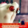 Cluster Rings LEEKER Classic Red Green Blue Cubic Zirconia Round Flower For Women Accessories Jewelry Gift 638 LK6