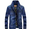 Fall and winter denim cotton jacket men's padded lapel cotton jacket warm hair collar jacket men loose large size winter coat men 45WZK