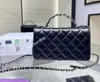 Channel 10A Luxus-Designer-Tasche, klassische Klappentaschen mit Griff oben, glänzende künstliche Diamantkette, Kalbsleder, Damen-Schulter-Umhängetasche, Orgel-Einkaufstasche