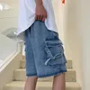 Short Cargo en jean pour hommes, Slim, extensible, court, mode rétro, bouton, ancien Design, Denim, Streetwear, coton, A181, été 2024