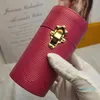 Designer-Kosmetiktasche, Parfüm, alte Blumen-Zylinder-Handtasche, Damen-Clutch, Einkaufstasche, Reiseetui, Messing-Schnalle, Mikrofaser-Futter, echtes Leder, Klappe