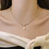 Hänge halsband koreanska design mode smycken 14k guld pläterad lyxig fyrkant full zirkon pärl dropp halsband eleganta kvinnors bröllopsfest 231208