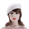 Berets Women Vintage Look 100% Wool Felt Tilt Winter Beret Hats Pillbox Fascinator Saucer Tilt Cap Formal Dressy A8 231208