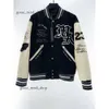 Katoen Designer Jassen Bomber Heren Windjack Varsity Heren Baseball Jas Harajuku Brief Patchwork Leer Tianma Borduren Streetwear 543