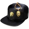 Hip Hop Rap 5 panneau métal or tête de Lion en cuir PU casquette de Baseball décontracté unisexe ceinture boucle chapeaux hommes noir rouge 210623247H