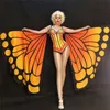 R45 Satge nosi motyle skrzydła motylowe Belldance Ballroom Dance Costumes Sukienka Płaszcz Tancerz Bodysuit DJ Outfits Odzież Koszyb RA232S