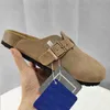 Diseñador Boston Zuecos Zapatillas para hombres Mujeres Alemania Diapositivas Moda Zuecos Sliders Sandalias de playa de verano Mocasín Zapatilla Ante Serpiente Hebilla de cuero Slide Flip Flops