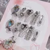 Fałszywe paznokcie Pearl Rhinestone Decor Clear Długie odporne na chipsy Fakie