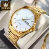 Zegarstki na rękę Olevs klasyczne złote zegarki dla najlepszych marki luksusowy biznes skórzany wodoodporny wodoodporny świecy stal nierdzewna men kwarcowy na rękę 231208
