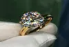 Кольца кластера Пасьянс 15ct Lab Diamond 24K Золотое кольцо Оригинальное серебро 925 пробы Обручальное обручальное кольцо для женщин Свадебные Jewe1122663