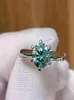 Blauwgroene kleur 12CT echte Moissanite ring verstelbare aanpasbare edelstenen 925 zilver voor vrouwen vriendin verjaardagscadeau3682483
