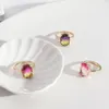 Cluster Rings Fashion Oval Faceted Colorful Galss Inner Dia 1.7cm Brincos Pendientes Jewelry For Women
