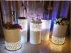 Party Decoration Round Light 5pcs Risers White Iron LED Cylinder Plinth Display Pedestal Wedding3682734