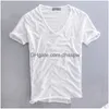 メンズTシャツメンズTシャツ夏のメンソリッドカラーリネンコットン男性Vネック短袖カジュアルライト通気性シャツドロップDH5TAを配達する