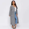 Women's Trench Coats Plus Size Long Sleeve Elegant Spring Autumn Maxi Cardigans Women Pocket Sides Loose Open Front Duster Jacket Large Size Coat 6XLL231122