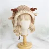 Berets Women Girl Sika deer plush beret lamb wool Lolita hand-made Japanese Soft Sister Beret Lolita Girl Sweet Cute All-match 231208