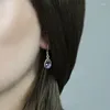 Dangle Earrings Huitan Pear Purple Cubic Zircon For Women Simple Elegant Charming Wedding Daily Wear Temperament Lady Jewelry