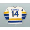 Anpassad vit 14 Minnesota WHA 1974-75 Gary Gambucci Fighting Saints Hockey Jersey New Top Stitched S-M-L-XL-XXL-3XL-4XL-5XL-6XL