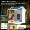 Gartendekorationen Solar-Smart-Vogelhäuschen mit Kamera 1080Hd Nachtsicht Ai-Erkennung Artenverbindung Erfassung 230925 Drop Del Dh3Aq