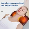 Massera nackkudde Jinkairui Electric Shiatsu Head Neck Cervical Ttraktion Kroppsmassagerbil Bakkudde med uppvärmningsvibrerande massageanordning 231208