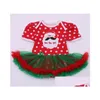 Setar Baby Year Winter Girl Rompers klänning Santa Snowman Reindeer Barn Kläd Juldräkt Outläktar Kids Ball Party Wear Drop DHCI3