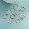 Cluster Rings EN Bohemian Gold Color Chain Set For Women Fashion Boho Coin Snake Moon Star Party 2023 Female Trend Jewelry Gifts