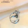 Con pietre laterali Vero argento sterling 18 carati Oro bianco Moissanite Pietra Anello rotondo Matrimonio Fidanzamento Eternità Anelli Donna S925 Gioielli YQ231209