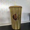 2022 jaar zeemeermin Starbucks mok Bling Chrome Gold Berry sangria bezaaid tuimelaar Cold Cup 24oz Venti Grande sleutelhanger194I