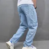 Jeans pour hommes Hommes Streetwear Lâche Multiples poches Pantalon cargo Élégant Mâle Épissage Casual Pantalon en denim droit 231208