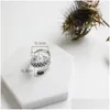 Charms New Sier Spiral Anelli di perle d'acqua dolce naturali Anelli per le donne 925 Sterling Tre strati Twist Knitting Finger Ring Bijoux Dro Dhr4M