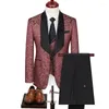 メンズスーツ2023ハイエンドの男性（スーツベストのズボン）英国のハンサムな100の高密度ジャックヤードウェディングドレス3ピースセットレギュラー