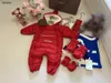 Combinaison de luxe pour nouveau-né, vêtements d'hiver pour enfants, taille 70 à 100, à capuche et en peluche, pardessus pour garçon et fille, couvre-pieds et gants, Dec05