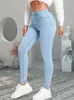 Jeans da donna 2024 Jeans skinny elasticizzati da donna Jeans slim fit a matita Leggings per ragazze Pantaloni a gamba dritta Pantaloni sexy blu chiaro grigio nero 231208