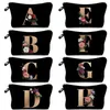 Cosmetic Bags Cases 26 Initials Flower Bag AZ Letter Makeup Women Travel Bridesmaid Gift Ladies Portable Case Beauty 231208