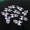 Pendant Necklaces Natural Amethyst Stone Water Drop Cute Frog Shape Pendants Lucky Jewelry Charm Hanging Accessory Wholesale 10Pcs TN4619