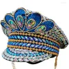 Bérets de mode faits à la main pour adultes, chapeaux de capitaine, Costume de carnaval, casquette QERFORMANCE, spectacle de danse sur scène, chapeau militaire de Festival H007223U