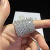 بقعة الجملة الجديدة S925 خاتم الماس الفضة الكاملة للنساء الأزياء الكلاسيكية 4.0mm moissane خاتم الماس
