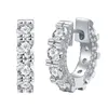 Allergisk fri 925 Sterling Silver White Gold Plated Cz Diamond Hoops Earrings for Girls Women Lovely Smyckespresent