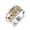 Anillos de racimo Aleación de moda Anillo punk para hombres Color oro Plateado Elefante Dedo Masculino Joyería para fiesta de boda Anillos Bijoux