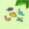 Broches Broches Pin Mignon Émail Animal Dinosaure Pour Femmes Fille Mode Bijoux Accessoires Métal Vintage Badge En Gros Enfants Cadeau Drop Dhahx