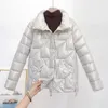 Parkas femme Veste d'hiver Parkas femme brillant vers le bas coton vestes col montant décontracté chaud Parka manteau court vêtements d'extérieur pour femmes 231208