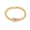 Accessori moda 2023 Gioielli in oro con bracciale in oro a maglia cubana spessa con testa di leopardo