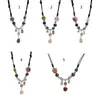 Correntes Bohemian Estilo Étnico Colar Handmade Cerâmica Bead Waterdrop Pingente Gargantilha Tamanho Ajustável Mulheres F19D