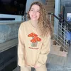 Sweats à capuche pour femmes Champignons forestiers Pulls Femmes Indie Imprimé O-Cou Lâche Casual Tops Broderie Printemps Automne Mode Tout-Match