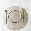 Guld Silvery Round Placemats Kitchen PVC Isolated Mats For Dining Tables Drink Coasters Coffee Cup Pad Home Restaurant Decor PA292N