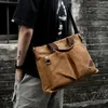 Briefcases Canvas Men Handbag 14 inch Laptop Briefcase Vintage Solid Color Shoulder Bag Large Capacity Business Retro Messenger Bags 231208